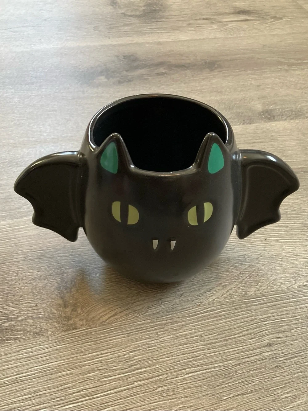Black Ceramic Bat Two Handled Mug